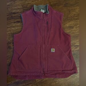 Vtg Carhartt Pink Blanket Lined Sleeveless Sz L Outdoor Vest Jacket